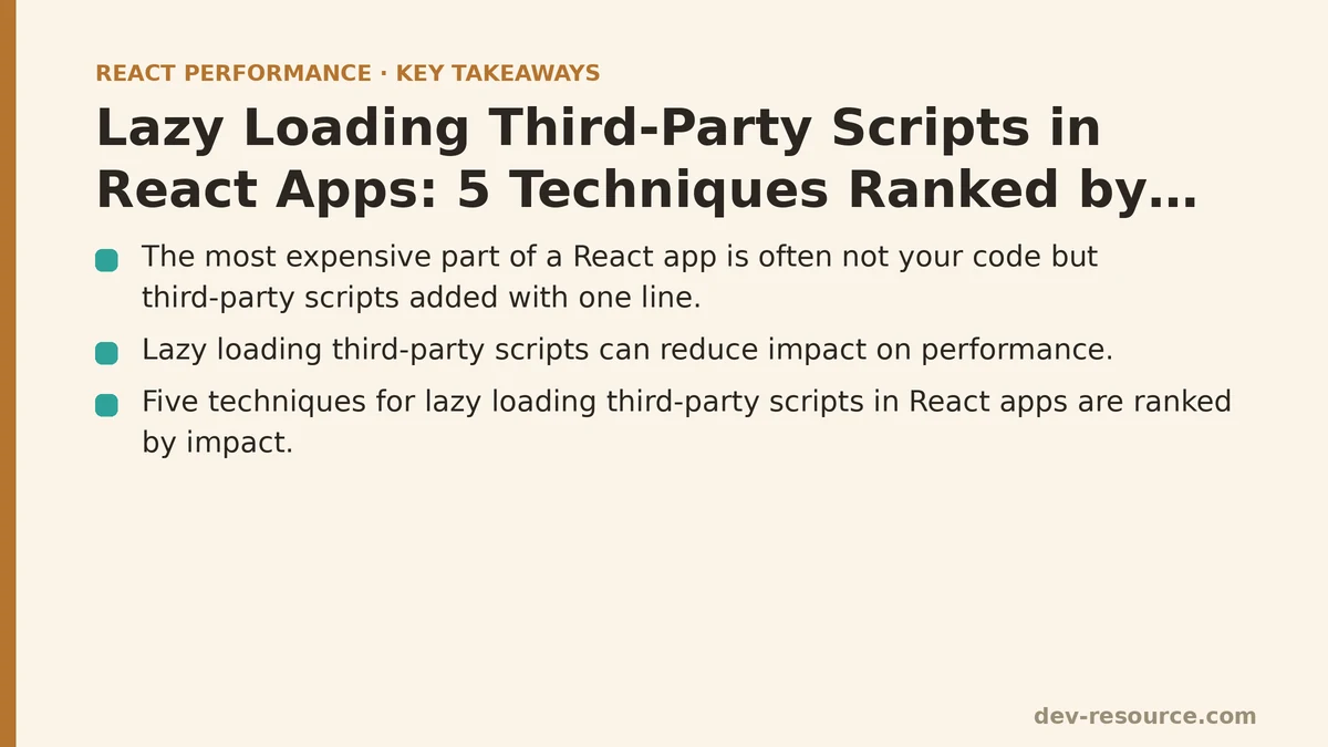 Lazy Loading Third-Party Scripts in React Apps: 5 Techniques Ranked by Impact